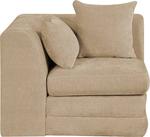 Willow Beige Chenille Fabric Upholstered Corner Chair, 1 Piece