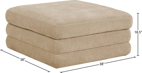 Willow Beige Chenille Fabric Upholstered Ottoman, 1 Piece