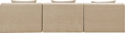 Willow 114" Beige Chenille Fabric Upholstered Sofa, 3-Piece