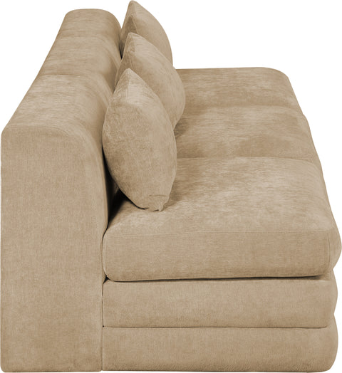 Willow 114" Beige Chenille Fabric Upholstered Sofa, 3-Piece