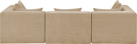 Willow 114" Beige Chenille Fabric Upholstered Sofa, 3-Piece (Style 2)