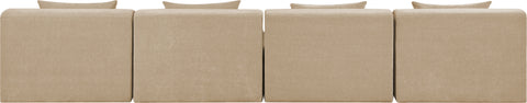 Willow 152" Beige Chenille Fabric Upholstered Sofa, 4-Piece