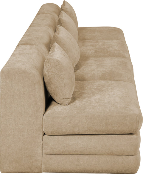 Willow 152" Beige Chenille Fabric Upholstered Sofa, 4-Piece