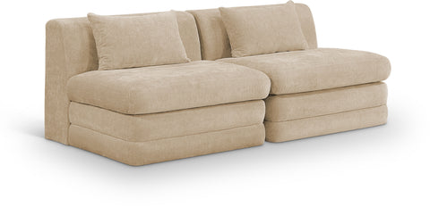 Willow 76" Beige Chenille Fabric Upholstered Sofa, 2-Piece