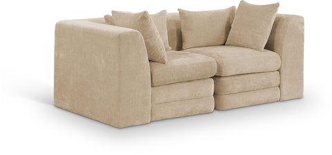 Willow 76" Beige Chenille Fabric Upholstered Sofa, 2-Piece (Style 2)