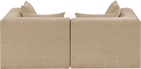 Willow 76" Beige Chenille Fabric Upholstered Sofa, 2-Piece (Style 2)