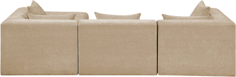 Willow 114" Beige Chenille Fabric Upholstered 4Pc. Sectional, 4-Piece