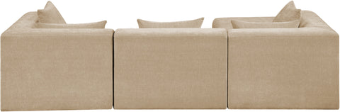 Willow 114" Beige Chenille Fabric Upholstered 4Pc. Sectional, 4-Piece