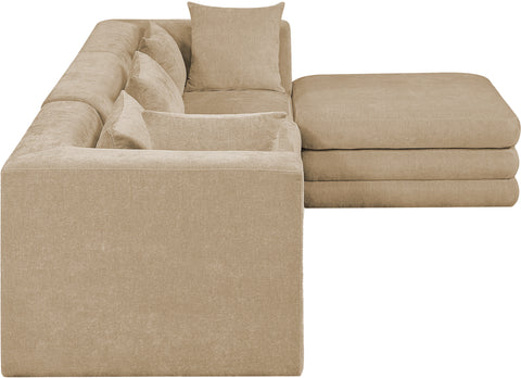 Willow 114" Beige Chenille Fabric Upholstered 4Pc. Sectional, 4-Piece