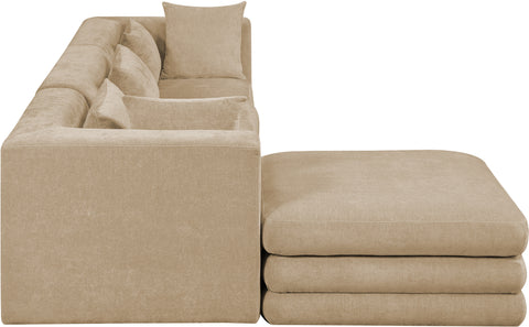 Willow 114" Beige Chenille Fabric Upholstered 4Pc. Sectional, 4-Piece