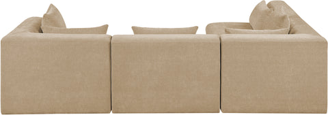 Willow 114" Beige Chenille Fabric Upholstered 4Pc. Sectional, 4-Piece (Style 2)