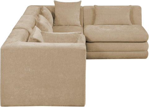 Willow 114" Beige Chenille Fabric Upholstered 4Pc. Sectional, 4-Piece (Style 2)