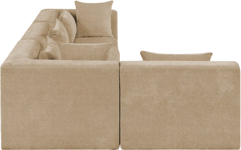 Willow 114" Beige Chenille Fabric Upholstered 4Pc. Sectional, 4-Piece (Style 2)