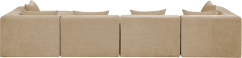 Willow 152" Beige Chenille Fabric Upholstered 5Pc. Sectional, 5-Piece