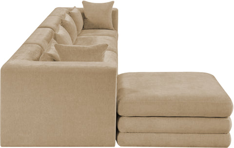 Willow 152" Beige Chenille Fabric Upholstered 5Pc. Sectional, 5-Piece