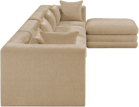 Willow 152" Beige Chenille Fabric Upholstered 5Pc. Sectional, 5-Piece