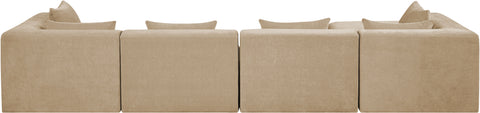 Willow 152" Beige Chenille Fabric Upholstered 5Pc. Sectional, 5-Piece