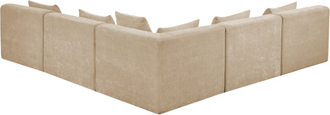 Willow 114" Beige Chenille Fabric Upholstered 5Pc. Sectional, 5-Piece