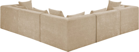 Willow 114" Beige Chenille Fabric Upholstered 5Pc. Sectional, 5-Piece (Style 2)