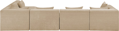 Willow 152" Beige Chenille Fabric Upholstered 5Pc. Sectional, 5-Piece (Style 2)