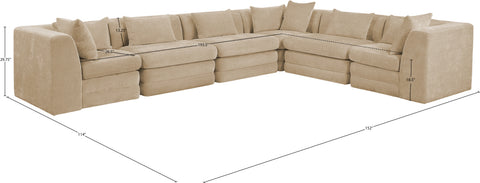 Willow 152" Beige Chenille Fabric Upholstered 6Pc. Sectional, 6-Piece