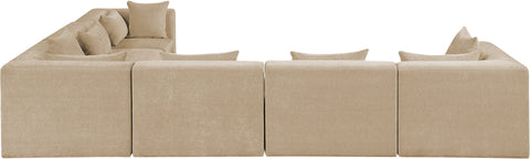 Willow 152" Beige Chenille Fabric Upholstered 6Pc. Sectional, 6-Piece