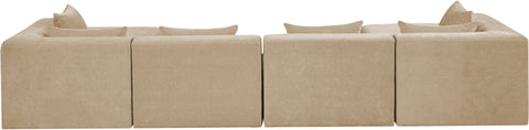 Willow 152" Beige Chenille Fabric Upholstered 6Pc. Sectional, 6-Piece (Style 2)