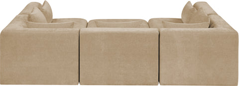 Willow 114" Beige Chenille Fabric Upholstered 6Pc. Sectional, 6-Piece