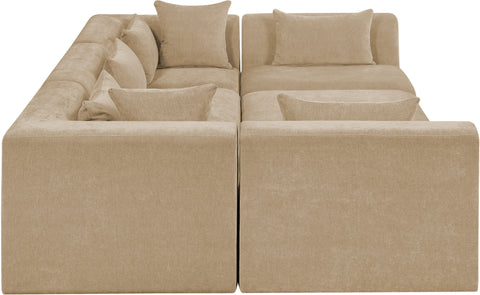 Willow 114" Beige Chenille Fabric Upholstered 6Pc. Sectional, 6-Piece