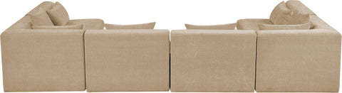 Willow 152" Beige Chenille Fabric Upholstered 6Pc. Sectional, 6-Piece (Style 3)