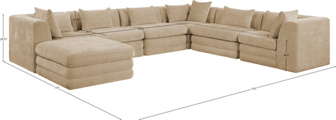 Willow 152" Beige Chenille Fabric Upholstered 7Pc. Sectional, 7-Piece