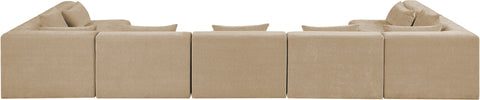 Willow 190" Beige Chenille Fabric Upholstered 7Pc. Sectional, 7-Piece
