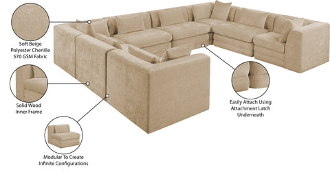 Willow 152" Beige Chenille Fabric Upholstered 8Pc. Sectional, 8-Piece