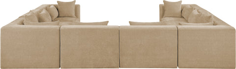 Willow 152" Beige Chenille Fabric Upholstered 8Pc. Sectional, 8-Piece