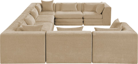 Willow 152" Beige Chenille Fabric Upholstered 8Pc. Sectional, 8-Piece
