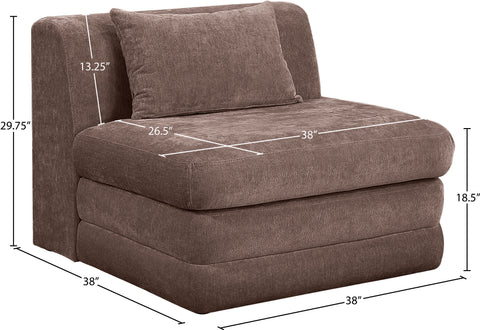 Willow Brown Chenille Fabric Upholstered Armless Chair, 1 Piece