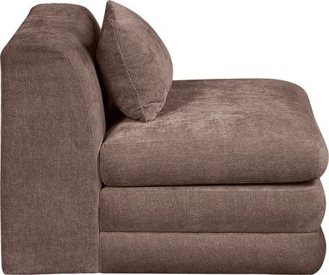 Willow Brown Chenille Fabric Upholstered Armless Chair, 1 Piece