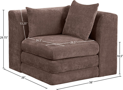 Willow Brown Chenille Fabric Upholstered Corner Chair, 1 Piece
