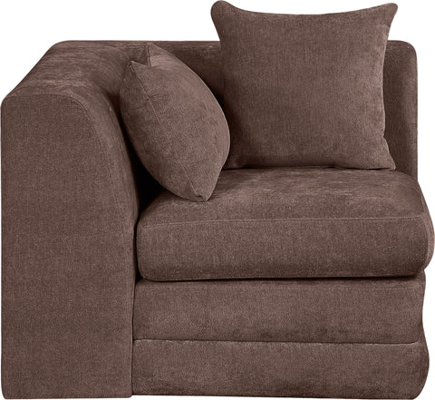 Willow Brown Chenille Fabric Upholstered Corner Chair, 1 Piece