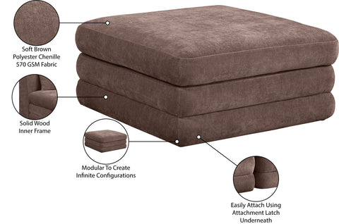 Willow Brown Chenille Fabric Upholstered Ottoman, 1 Piece