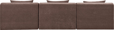 Willow 114" Brown Chenille Fabric Upholstered Sofa, 3-Piece