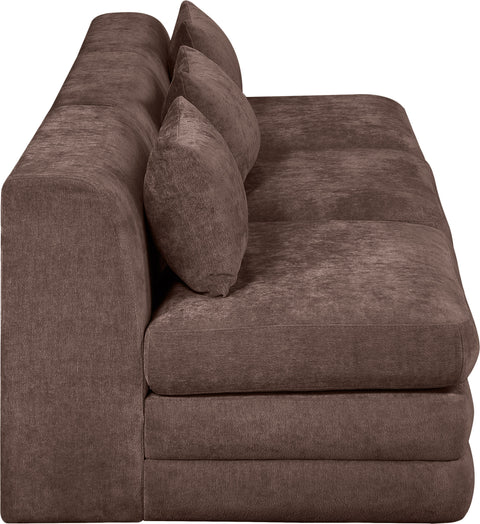 Willow 114" Brown Chenille Fabric Upholstered Sofa, 3-Piece