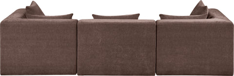 Willow 114" Brown Chenille Fabric Upholstered Sofa, 3-Piece (Style 2)