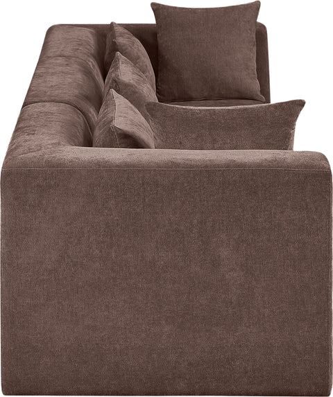 Willow 114" Brown Chenille Fabric Upholstered Sofa, 3-Piece (Style 2)