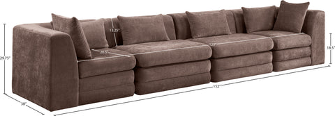 Willow 152" Brown Chenille Fabric Upholstered Sofa, 4-Piece (Style 2)