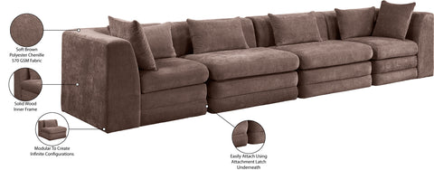 Willow 152" Brown Chenille Fabric Upholstered Sofa, 4-Piece (Style 2)