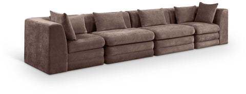Willow 152" Brown Chenille Fabric Upholstered Sofa, 4-Piece (Style 2)