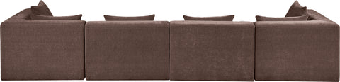 Willow 152" Brown Chenille Fabric Upholstered Sofa, 4-Piece (Style 2)