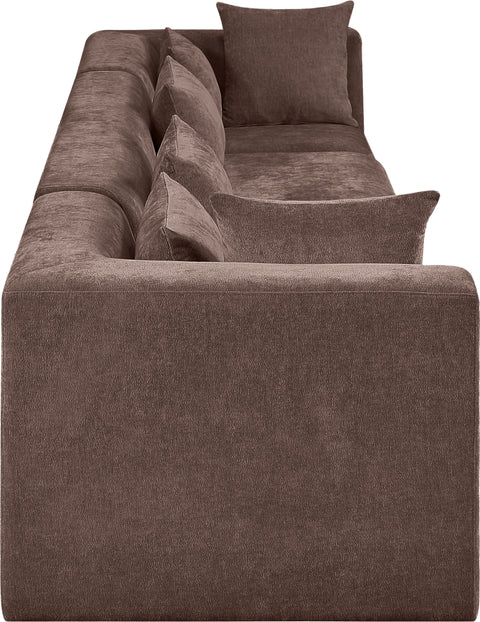 Willow 152" Brown Chenille Fabric Upholstered Sofa, 4-Piece (Style 2)