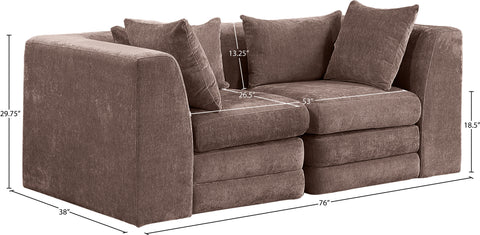 Willow 76" Brown Chenille Fabric Upholstered Sofa, 2-Piece (Style 2)